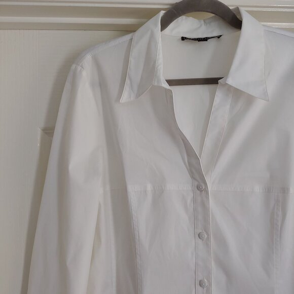 Lafayette 148 Crisp White Button Down Shirt Poplin Minimalist Staple Piece 12 - Picture 3 of 11
